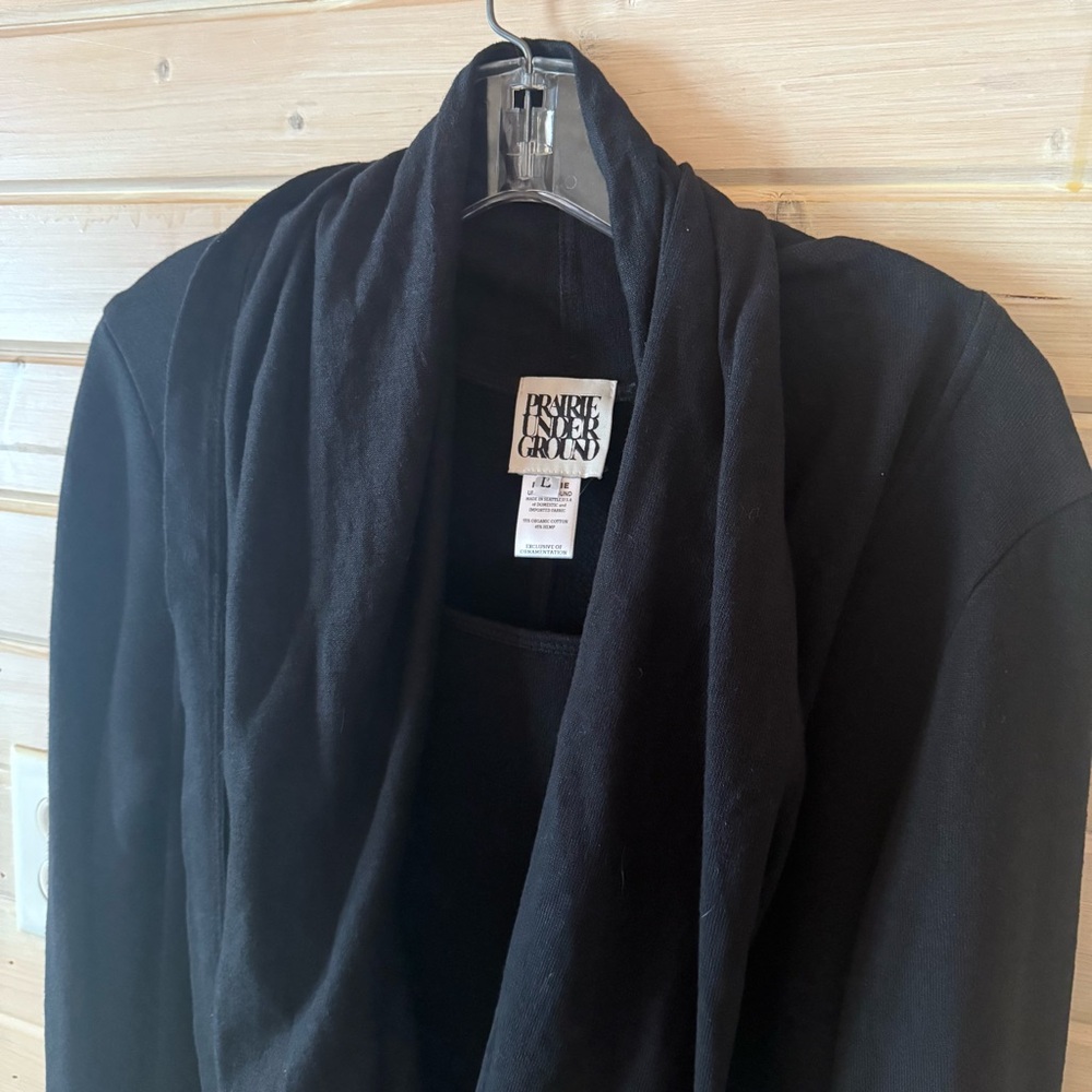 Prairie Underground Organic Cotton Hemp Draped Black Dress Made USA Sz L
